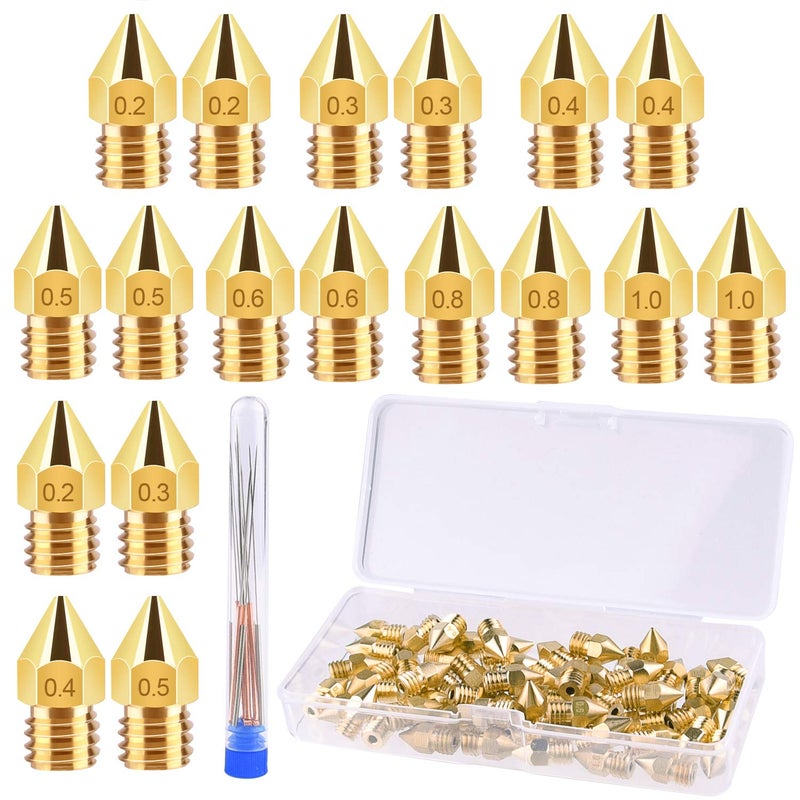 Tuparka طقم فوهات طابعة ثلاثية الأبعاد TUPARKA 70 قطعة MK8 فوهات طارد نحاسية رأس طباعة 0.2 مم، 0.3 مم، 0.4 مم، 0.5 مم، 0.6 مم، 0.8 مم، 1.0 مم مع صندوق تخزين متوافق مع طابعة ثلاثية الأبعاد Makerbot Creality CR-10 Ender 3 5 - Image 1